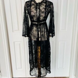 VENUS Sheer Black Lace Coverup Robe